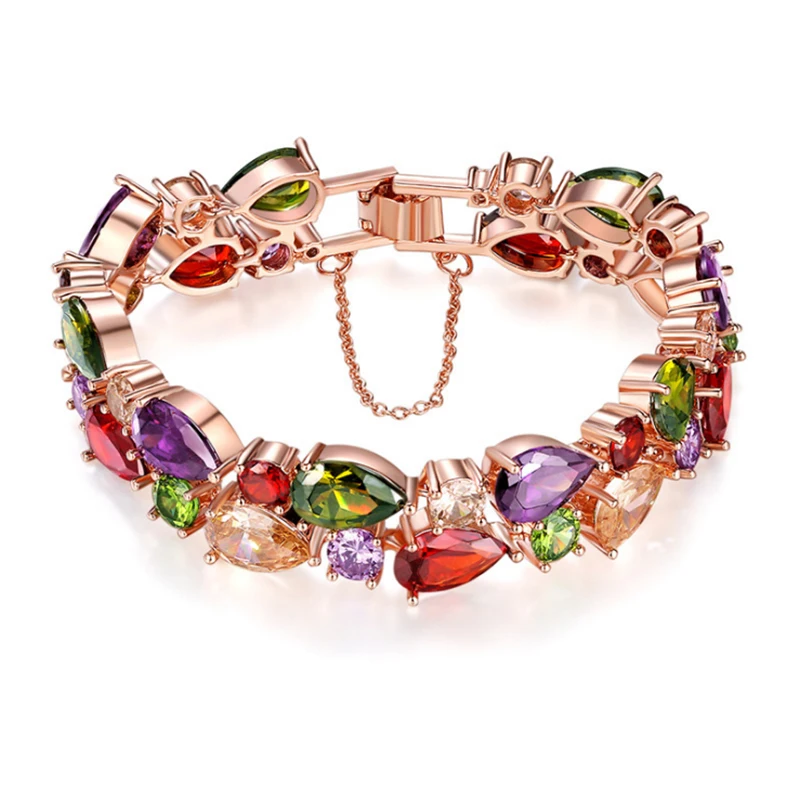 Colorful Rose Zircon Gold Bracelet For Women Sparkling Hand Jewelry Bangles Fashion Jewelry Gift 
Colorful Rose Zircon Gold Bracelet For Women Sparkling Hand Jewelry Bangles Fashion Jewelry Gift