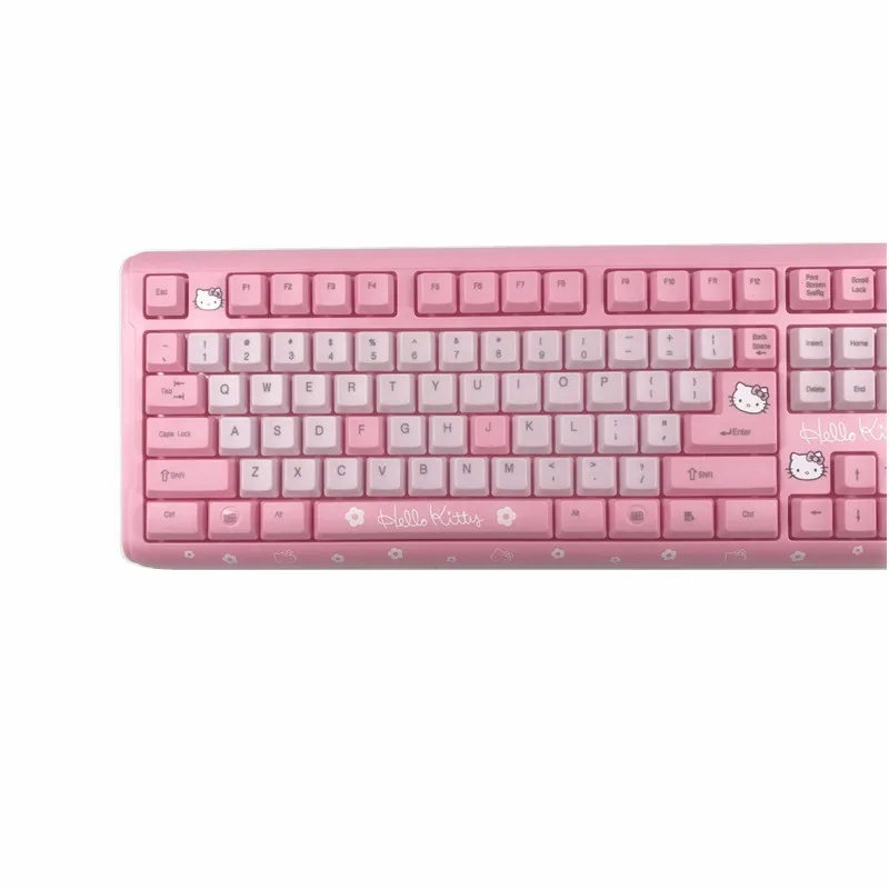 keyboard pink kitty hello usb computer desktop wired degrees keys teclado thin ultra