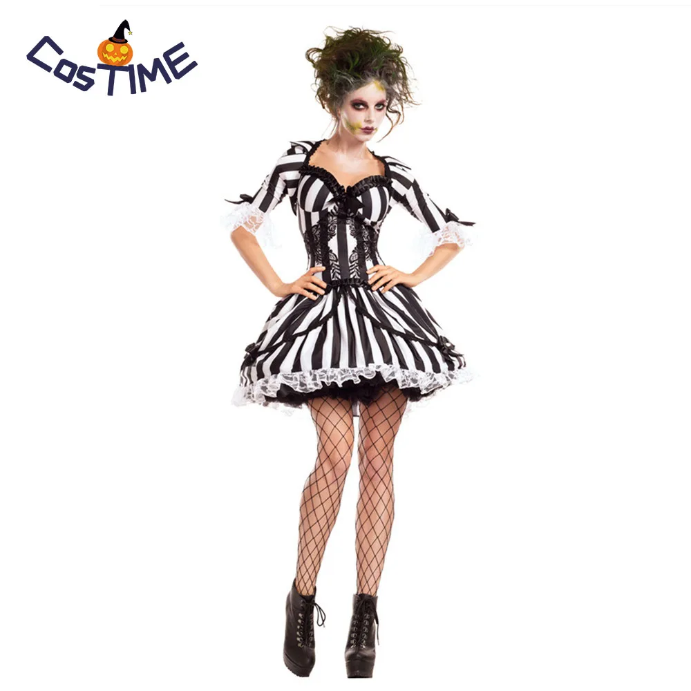 Halloween Miss Beetlejuice Costume Ladies 1980/'s
