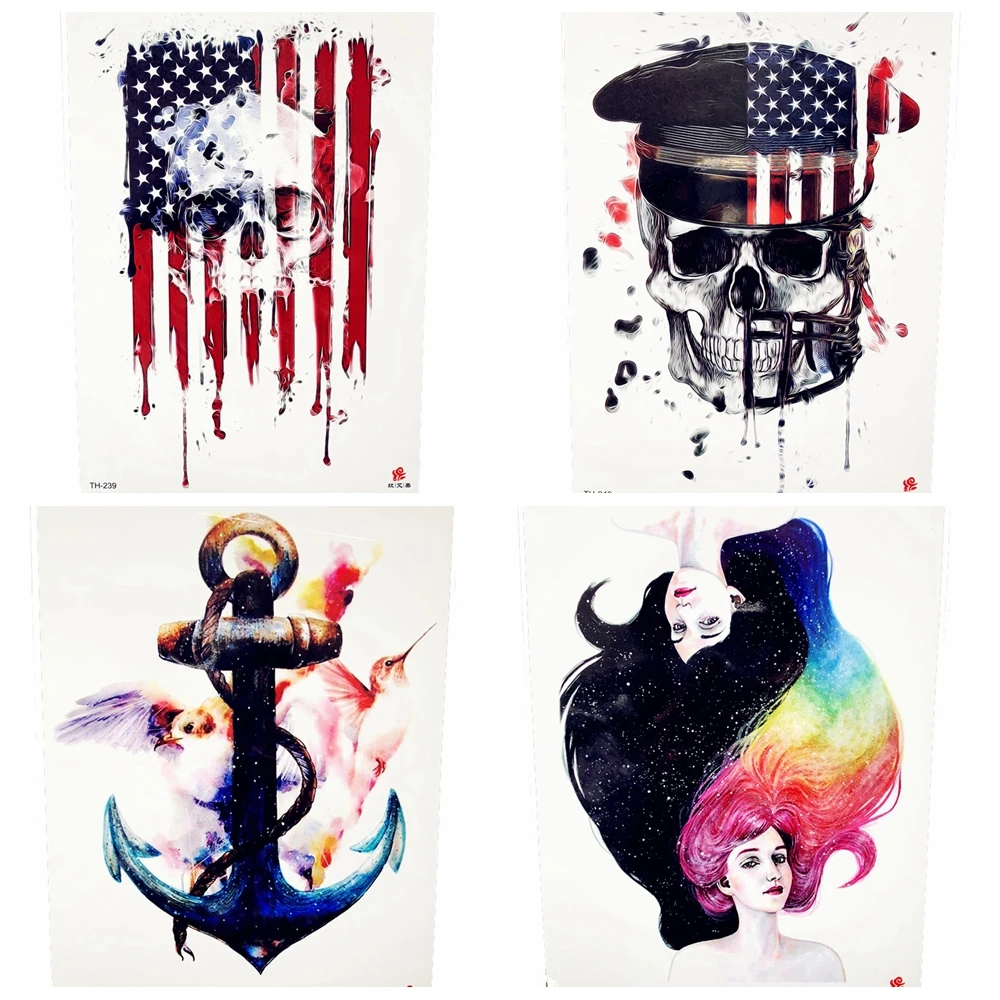 3D USA Flag Anchor Tattoo Sticker Pirate Rock Roll Punk Hated Bones Women Party Temporary Tattoo Men Body Art Sexy Girl Tatoo
3D USA Flag Anchor Tattoo Sticker Pirate Rock Roll Punk Hated Bones Women Party Temporary Tattoo Men Body Art Sexy Girl Tatoo