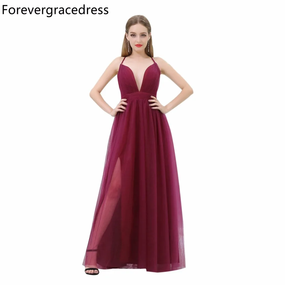 Forevergracedress Burgundy Prom Dress New Arrival Simple Deep V Neck Tulle Long Evening Party Gown Plus Size Custom Made
Forevergracedress Burgundy Prom Dress New Arrival Simple Deep V Neck Tulle Long Evening Party Gown Plus Size Custom Made