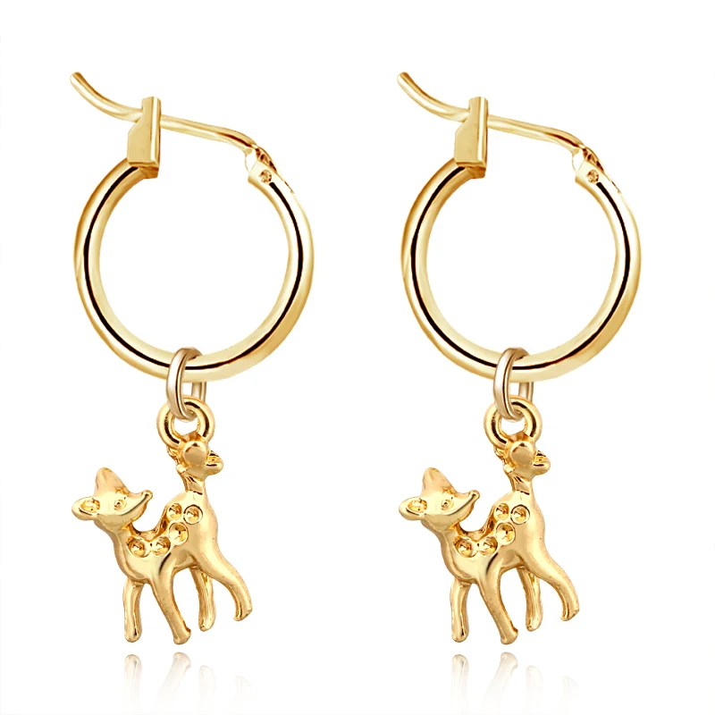 1Pair European Stereoscopic Trend Small Cute Fawn Hoop Earrings With Pendant Gold Color Lovely Fashion Earrings Jewelry E540-T2
1Pair European Stereoscopic Trend Small Cute Fawn Hoop Earrings With Pendant Gold Color Lovely Fashion Earrings Jewelry E540-T2
