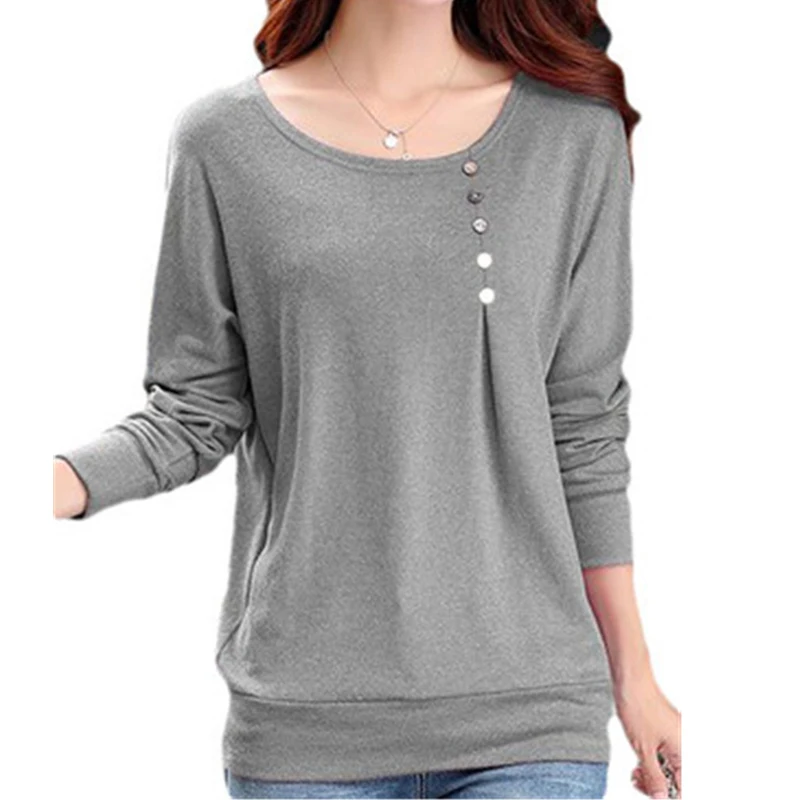 T Shirt Large Size Women spring summer T-shirt Solid O-Neck longSleeve button Rounded Hem Long t shirt Casual Tops female Tunic
T Shirt Large Size Women spring summer T-shirt Solid O-Neck longSleeve button Rounded Hem Long t shirt Casual Tops female Tunic