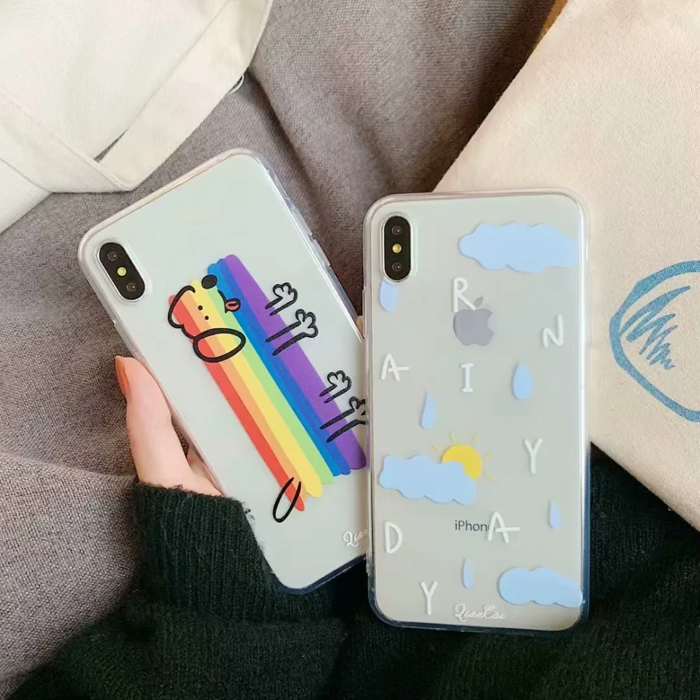 Cute Cartoon Rainbow Dog Fun Phone Case For iPhone X XS XR XsMax Cloud color 6 6S 7 8 Plus soft Silicone Transparent Back Cover
Cute Cartoon Rainbow Dog Fun Phone Case For iPhone X XS XR XsMax Cloud color 6 6S 7 8 Plus soft Silicone Transparent Back Cover