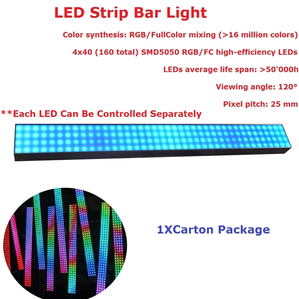 

1Pack 100CM LED Strip Light 160Pcs SMD5050 RGB Full Color LED Strip Bar Lights 25MM Pixel Pitch For Holiday Indoor Decoration
