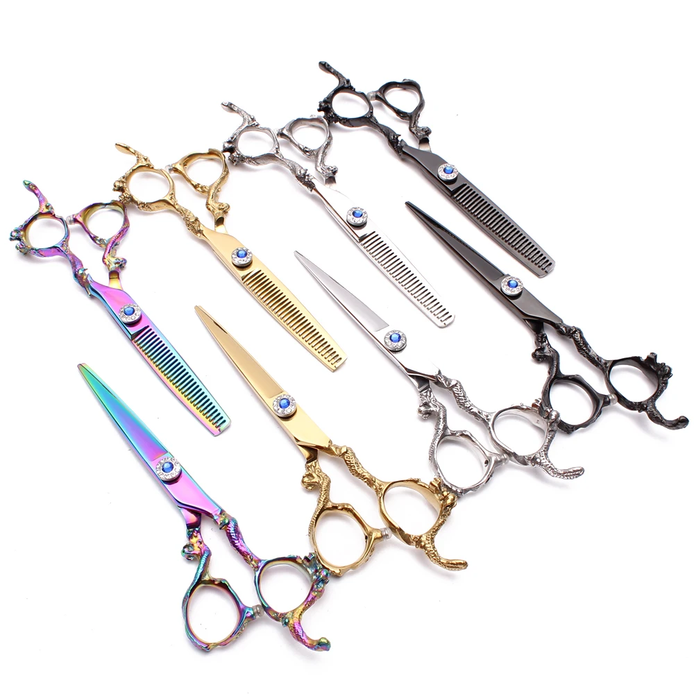 6.0" C9003 Customized Brand 440C Professional Hairdressing Scissors Cutting Shears Thinning Scissors Dragon Handle Hair Scissors
6.0" C9003 Customized Brand 440C Professional Hairdressing Scissors Cutting Shears Thinning Scissors Dragon Handle Hair Scissors