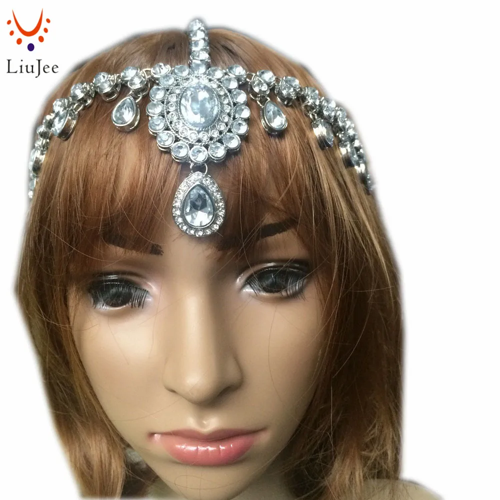 

Handmade Kundan Stone Head Chain Indian Bollywood Matha Patti Tikka Jhumr Head Piece Wedding Bridal Maang Tikka 309