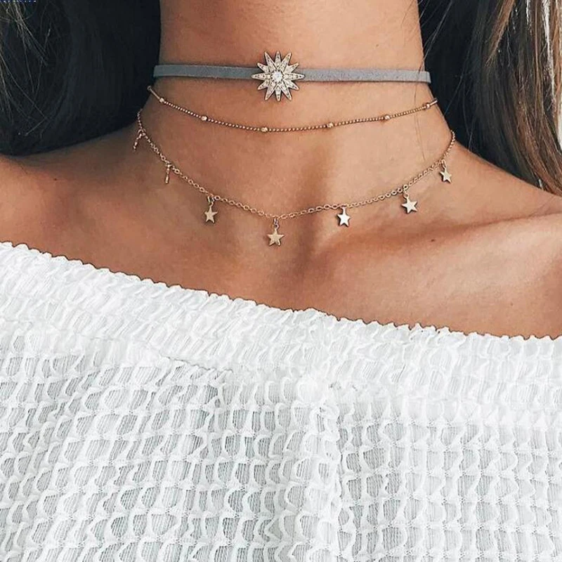 Tocona Bohemia Sun Star Charm Chokers Necklaces for Women Gold Alloy Chain Velvet Choker Collar Necklace Jewelry 4834
Tocona Bohemia Sun Star Charm Chokers Necklaces for Women Gold Alloy Chain Velvet Choker Collar Necklace Jewelry 4834