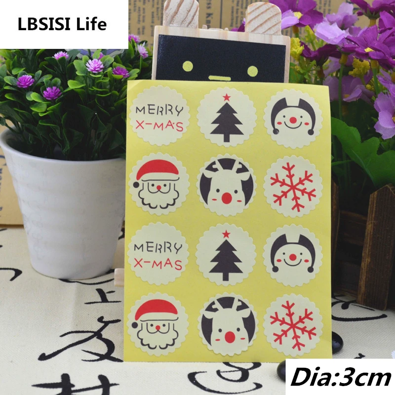 

120pcs Christmas Snowman Tree Elk Seal Sticker Tags For Gift Packing Bag Box Home DIY Baking Decorative Self Adhesive Sticker