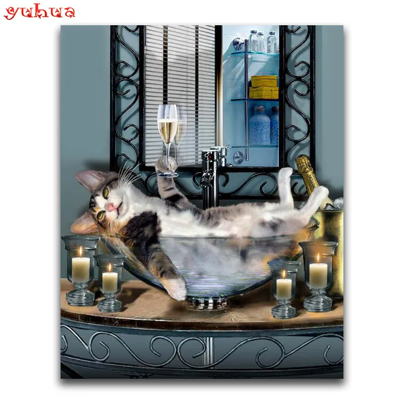 Фото DIY 3D Diamond mosaic Animal kitten Full Square embroidery Cross stitch Cartoon colorful Round painting cat  Дом и | Diamond Painting Cross Stitch (32992932656)