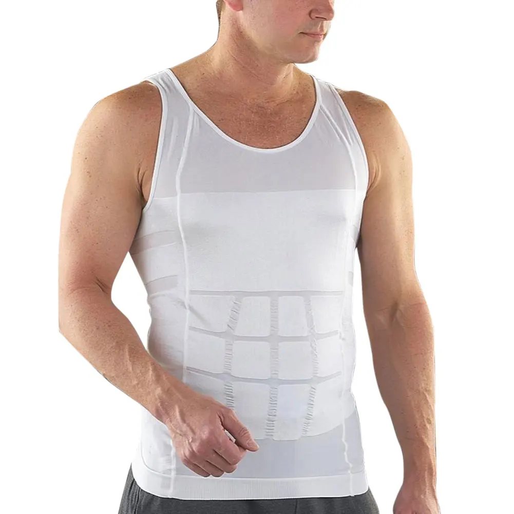 

2Pcs/Lot Sale Men Undershirt Tight Slimming Body Shapewear Vest Shirt Abs Abdomen Slim Tummy Belly Shaper Underwear