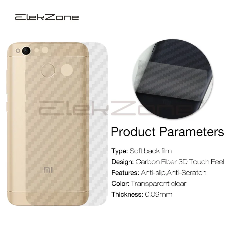 For Xiaomi Redmi Note5 Pro 5Plus 4X 6A S2 5A Carbon Fiber Protective Film 3Pcs For Redmi 5A 5 6A 4X S2 Back Cover Protector (3)