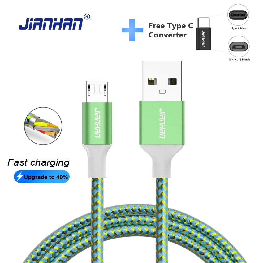 2 in 1 Micro USB Cable 5V2A Fast Charging USB Data Type C for Huawei Samsung Galaxy S7 Xiaomi Redmi4 HTC OPPO LG Andorid Phone
2 in 1 Micro USB Cable 5V2A Fast Charging USB Data Type C for Huawei Samsung Galaxy S7 Xiaomi Redmi4 HTC OPPO LG Andorid Phone