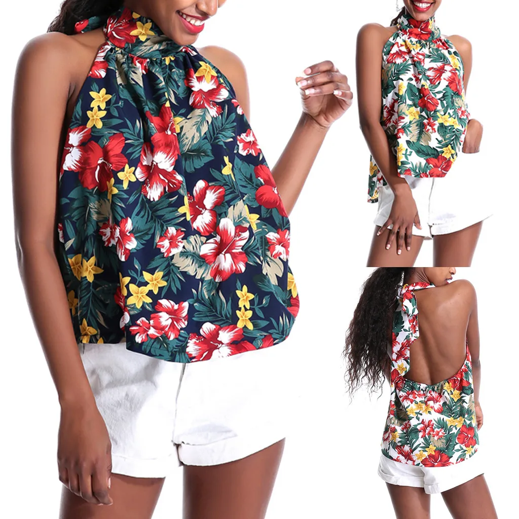 Women's hanging neck strapless floral print vest female summer sleeveless casual shirt ladies large size comfortable shirt
Women's hanging neck strapless floral print vest female summer sleeveless casual shirt ladies large size comfortable shirt