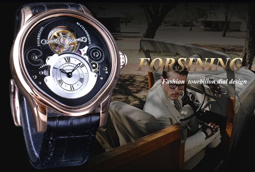 Forsining Rose Gold Tourbillion Design