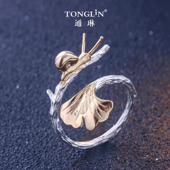 Rings For Women 925 Sterling Silver Garden snail on ginkgo leaf Ring Gold Color Fashion Jewelry Wholesale bijoux
Rings For Women 925 Sterling Silver Garden snail on ginkgo leaf Ring Gold Color Fashion Jewelry Wholesale bijoux