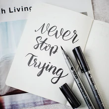 Marcadores da arte das canetas da escova de 2 pces, canetas finas da cor preta da ponta da escova do forro para livros para colorir adultos(China)