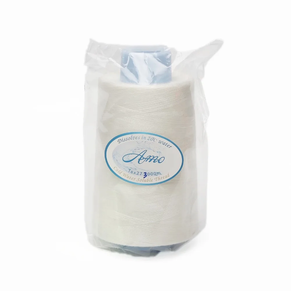 40S/2 TEX 27 3000M Per cone 20 centigrade cold water soluble sewing thread PVA Dissolve Vanish Thread for temporary basting
40S/2 TEX 27 3000M Per cone 20 centigrade cold water soluble sewing thread PVA Dissolve Vanish Thread for temporary basting