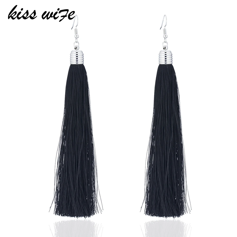 KISSWIFE 17 Color /Silver Color Tassel Drop Earrings Black vintage tassel earrings long Big Dangle Earrings Female
KISSWIFE 17 Color /Silver Color Tassel Drop Earrings Black vintage tassel earrings long Big Dangle Earrings Female