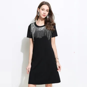 Fashion summer dress Elegant sequin Dress chain tassels cultivated party wear round neck festival dress plus size vestidos 5XL
Fashion summer dress Elegant sequin Dress chain tassels cultivated party wear round neck festival dress plus size vestidos 5XL