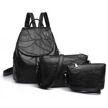Bag Three-Piece Suit Women Backpack Casual Shoulder Bags PU Leather Black High Quality Backpack High Capacity Women Bag Backpack
Bag Three-Piece Suit Women Backpack Casual Shoulder Bags PU Leather Black High Quality Backpack High Capacity Women Bag Backpack
