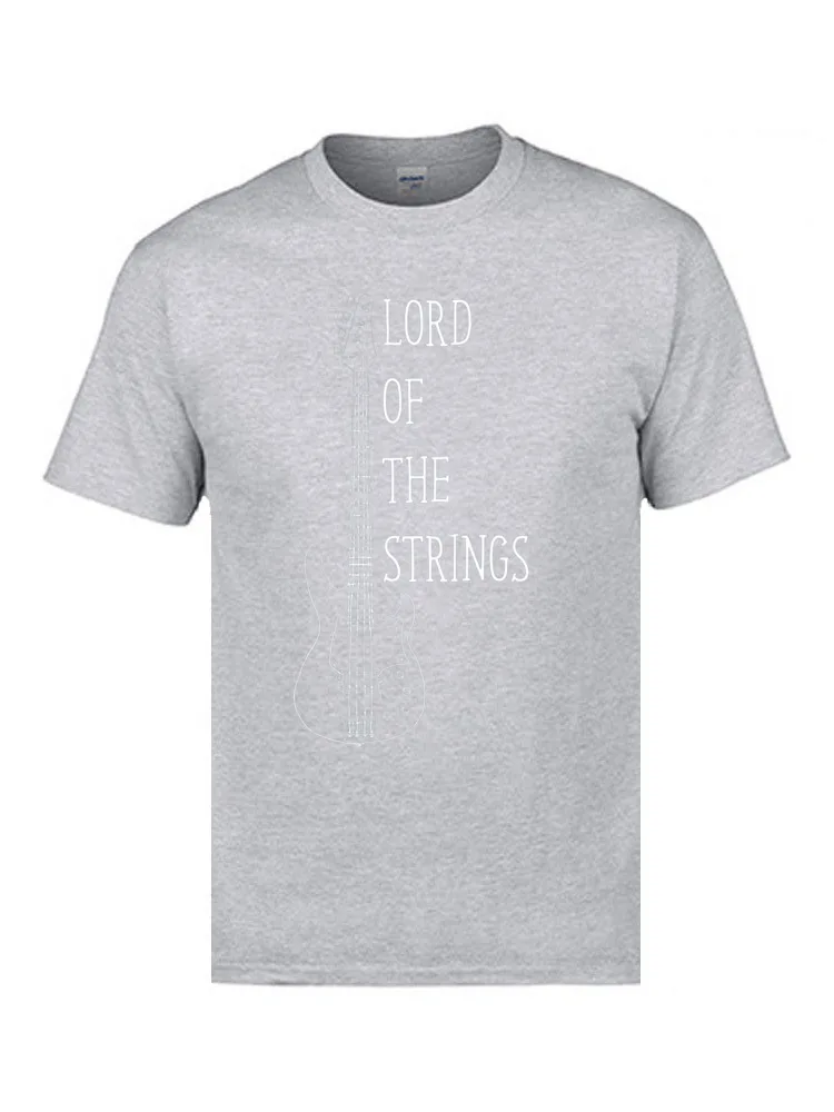 New Coming Mens T Shirts Round Neck Short Sleeve 100% Cotton Group Tops T Shirt Europe Tee-Shirt Wholesale Lord Of The Strings Electric Guitar T Shirt 777 grey