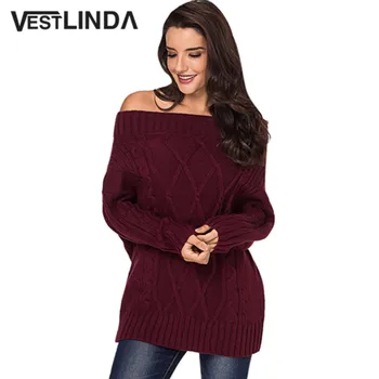 VESTLINDA Off The Shoulder Long Sleeve Solid Color Knitted Sweater Women Pullover Sueter Mujer Pull Jumper Winter Clothes Tops
VESTLINDA Off The Shoulder Long Sleeve Solid Color Knitted Sweater Women Pullover Sueter Mujer Pull Jumper Winter Clothes Tops