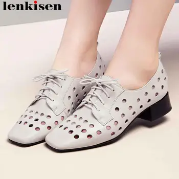Lenkisen British school low heels lace up natural leather low heels square toe women pumps breathable hole comfortable shoes L05
Lenkisen British school low heels lace up natural leather low heels square toe women pumps breathable hole comfortable shoes L05