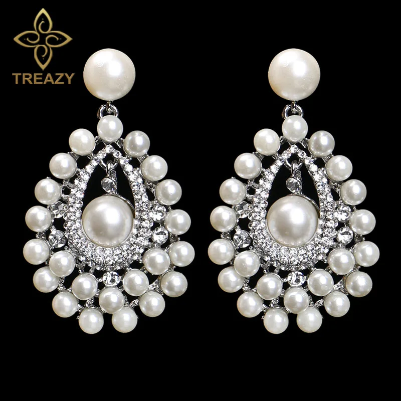 TREAZY Luxurious Top Quality Simulated Pearl Crystal Earrings Bridal Long Drop Earrings for Women Wedding Jewelry Accessories
TREAZY Luxurious Top Quality Simulated Pearl Crystal Earrings Bridal Long Drop Earrings for Women Wedding Jewelry Accessories