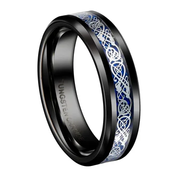 Black Tungsten Carbide Rings Men Silver Color Celtic Dragon Blue Background Wedding Bands Fashion Jewelry
Black Tungsten Carbide Rings Men Silver Color Celtic Dragon Blue Background Wedding Bands Fashion Jewelry