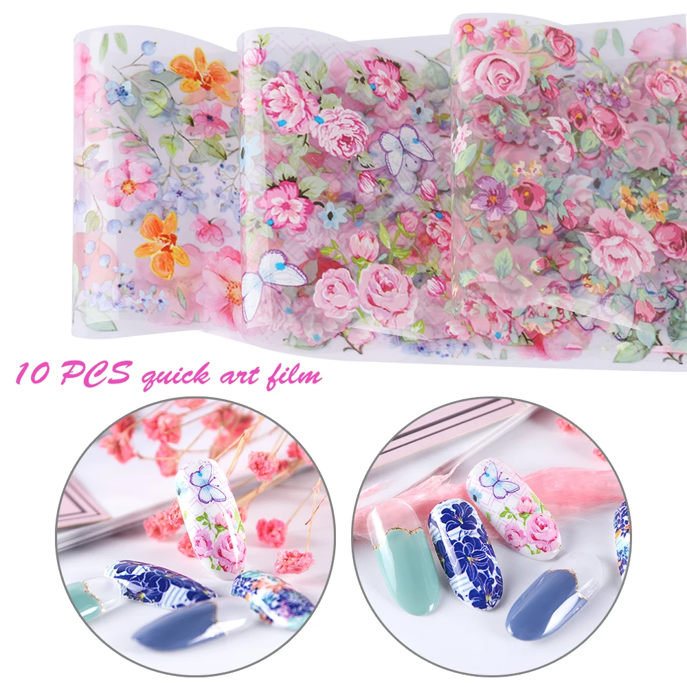 10pcs Nail Foil Decal Stickers Set For Nails Flowers Quick Art Film Floral Nail Design Decor Wraps Transfer Foil Manicure
10pcs Nail Foil Decal Stickers Set For Nails Flowers Quick Art Film Floral Nail Design Decor Wraps Transfer Foil Manicure