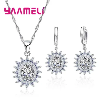 Sparkling Austrian Crysal Jewelry Sets 925 Sterling Silver Oval Cubic Zircon Wedding Party Choker Necklaces Earrings 
Sparkling Austrian Crysal Jewelry Sets 925 Sterling Silver Oval Cubic Zircon Wedding Party Choker Necklaces Earrings