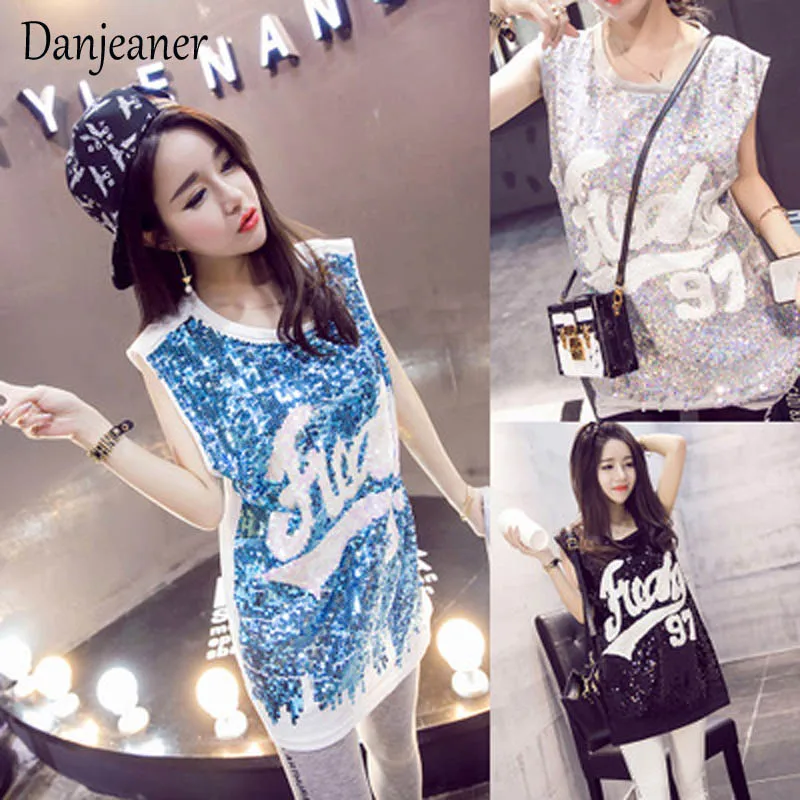Danjeaner Korean Sexy Nightclub Ds Sleeveless Long Tops Women Hip-hop Fashion Loose Sequined T-shirt Casual O-neck Vest
Danjeaner Korean Sexy Nightclub Ds Sleeveless Long Tops Women Hip-hop Fashion Loose Sequined T-shirt Casual O-neck Vest