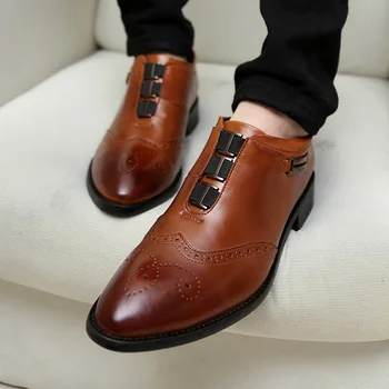 New Brand Genuine Leather Shoe Man Slip-On Pointed Toe Brogue Shoes Fashion Wedding Shoes Male Size 38-43 Chaussure Homme 
New Brand Genuine Leather Shoe Man Slip-On Pointed Toe Brogue Shoes Fashion Wedding Shoes Male Size 38-43 Chaussure Homme
