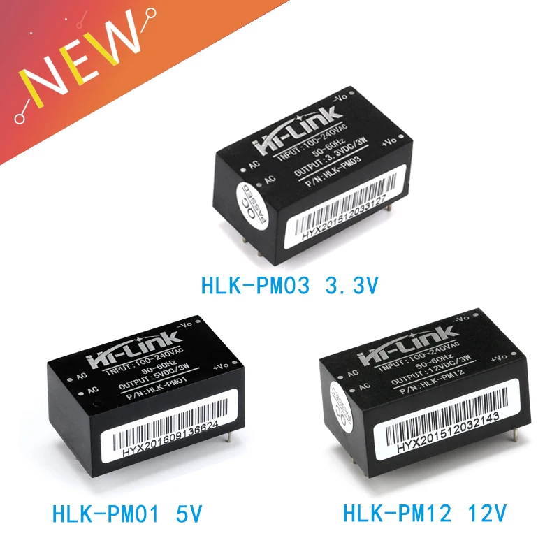 2Pcs HLK-PM01 HLK-PM03 HLK-PM12 AC-DC 220V to 5V/3.3V/12V power supply module,intelligent household switch power supply module
2Pcs HLK-PM01 HLK-PM03 HLK-PM12 AC-DC 220V to 5V/3.3V/12V power supply module,intelligent household switch power supply module