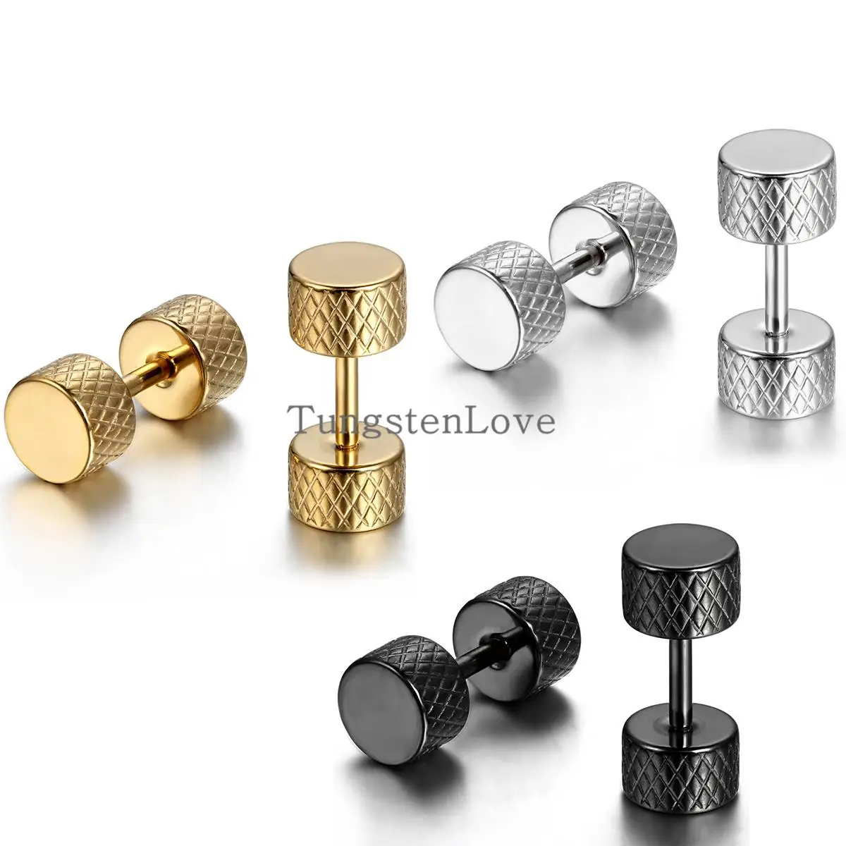 BONISKISS 5mm Men Barbell Punk Gothic Stainless Steel Stud Earrings brincos ouro masculino Black, Gold, Silver
BONISKISS 5mm Men Barbell Punk Gothic Stainless Steel Stud Earrings brincos ouro masculino Black, Gold, Silver