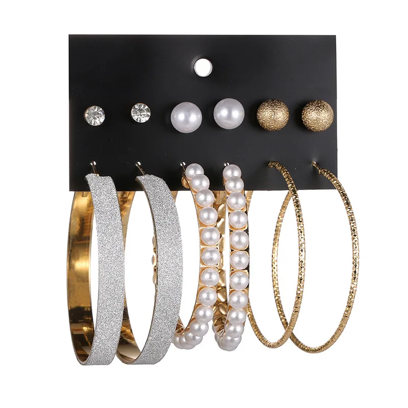 8Seasons New Fashion Exaggerated Pearl Big Circle Drop Earrings Female Frosted Inlaid Rhinestones Wedding Party Jewelry 6PCs/Set
8Seasons New Fashion Exaggerated Pearl Big Circle Drop Earrings Female Frosted Inlaid Rhinestones Wedding Party Jewelry 6PCs/Set
