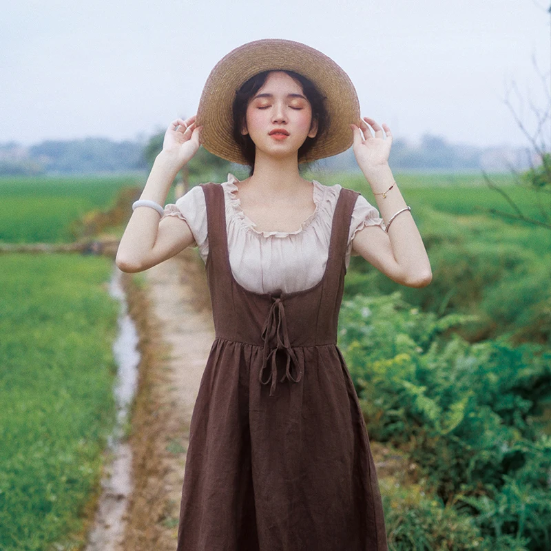 LYNETTE'S CHINOISERIE Summer Original Design Women Vintage Slim High Waist Mori Girls Cute Cotton Linen Sleeveless Tank Dresses
LYNETTE'S CHINOISERIE Summer Original Design Women Vintage Slim High Waist Mori Girls Cute Cotton Linen Sleeveless Tank Dresses