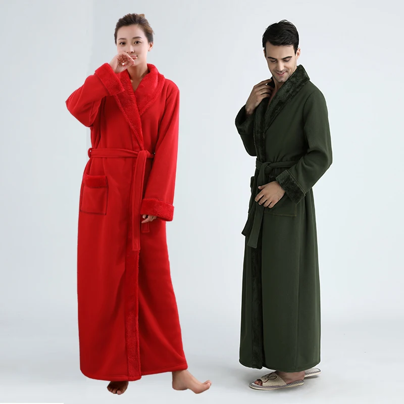 Men Women Thickening Fleece Thermal Extra Long Bathrobe Mens Plus Size Winter Kimono Warm Bath Robe Male Dressing Gown fur Robes
Men Women Thickening Fleece Thermal Extra Long Bathrobe Mens Plus Size Winter Kimono Warm Bath Robe Male Dressing Gown fur Robes