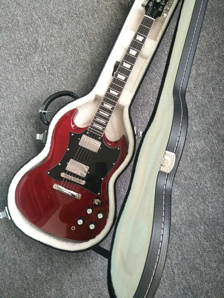 

High quality sg guitar with Long Verson Maestro Vibrola,Wine Red sg 400 electric guitar,All Color are available,Real photos