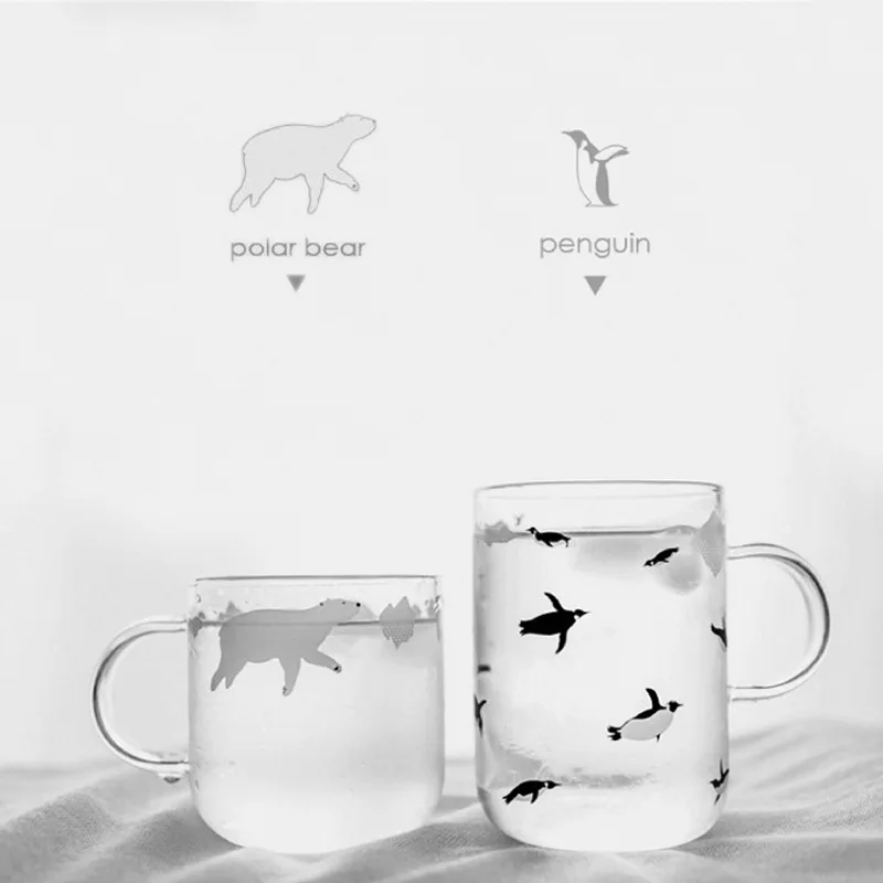 Creative glass polar bear Antarctic penguin pattern high boron glass high temperature with handle water cup coffee cup milk cup
Creative glass polar bear Antarctic penguin pattern high boron glass high temperature with handle water cup coffee cup milk cup