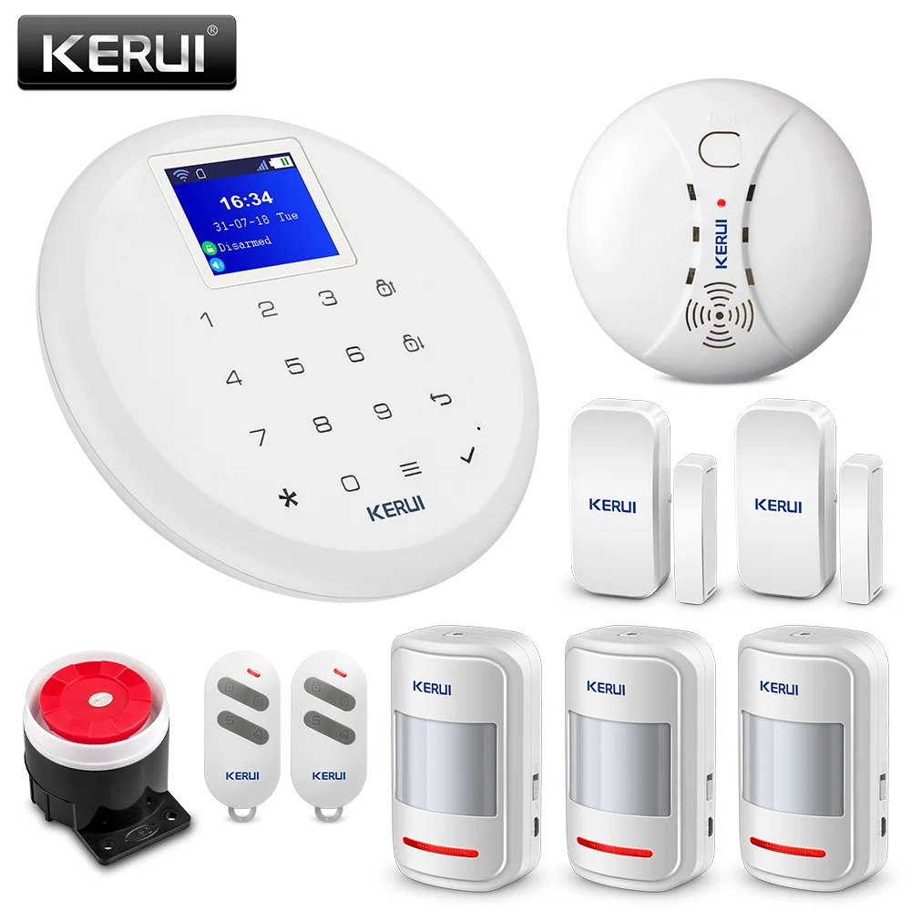 KERUI G17 Home Alarm GSM Security Alarm System 1.7 Inch TFT Touch Screen Wireless Motion Detector Smoke Detector Burglar Alert
KERUI G17 Home Alarm GSM Security Alarm System 1.7 Inch TFT Touch Screen Wireless Motion Detector Smoke Detector Burglar Alert