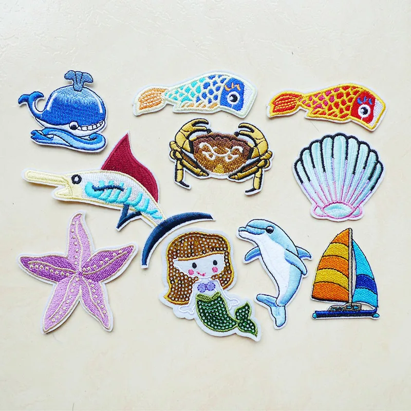 Mermaid Starfish shell crab sailing boat Sea Animals Patch Sew Embroidery Iron on Patches for Clothing Sticker Applique Badges
Mermaid Starfish shell crab sailing boat Sea Animals Patch Sew Embroidery Iron on Patches for Clothing Sticker Applique Badges