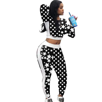 Women Dot Star Print Long Sleeve O-neck Crop Top Long Pants Two 2 Piece Set for Female Autumn Winter New Activity Tracksuit Suit
Women Dot Star Print Long Sleeve O-neck Crop Top Long Pants Two 2 Piece Set for Female Autumn Winter New Activity Tracksuit Suit