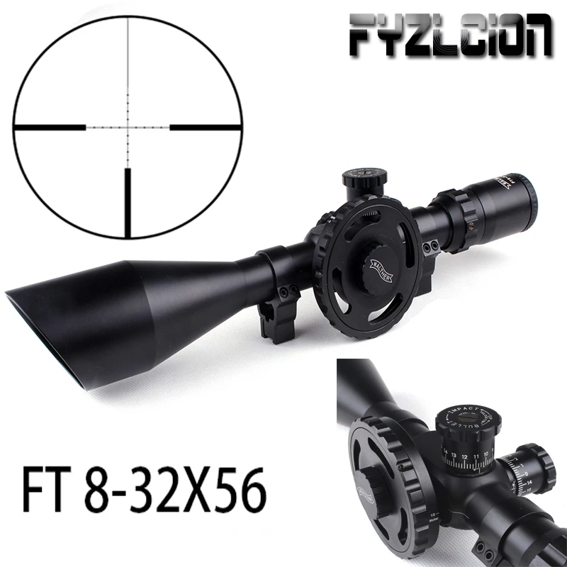 Tactical FT 8-32X56 Hunting Riflescopes Mil Dot Reticle Large Side Wheel Parallax Adjustment Shooting Scope with Dovetail Rings
Tactical FT 8-32X56 Hunting Riflescopes Mil Dot Reticle Large Side Wheel Parallax Adjustment Shooting Scope with Dovetail Rings