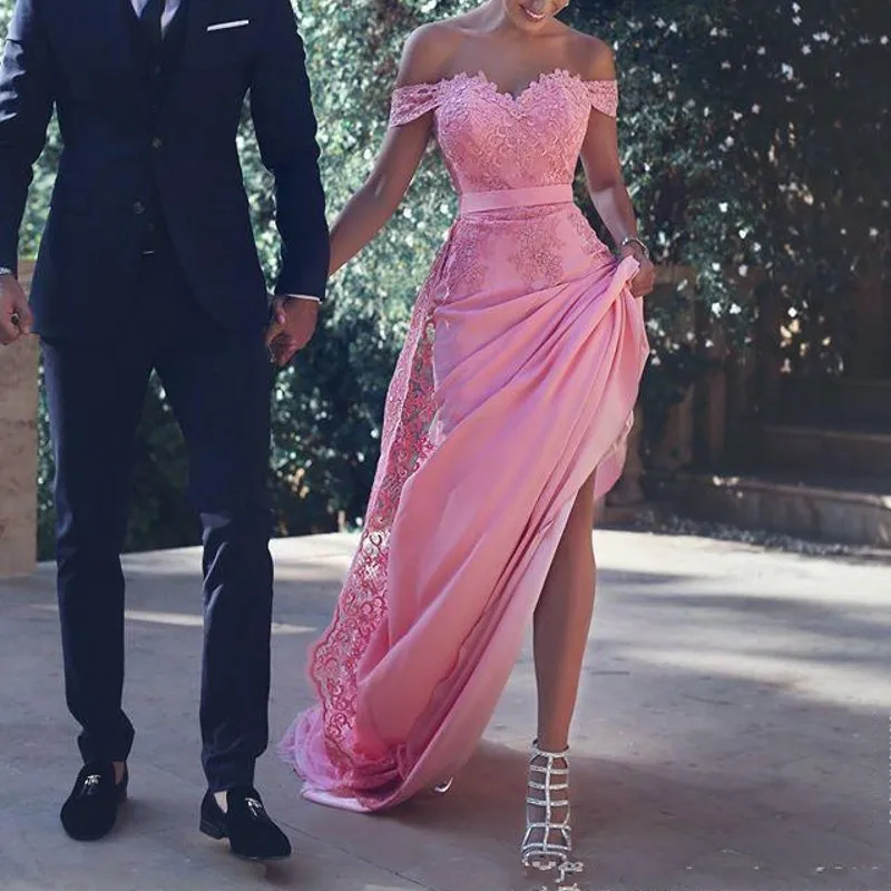 Chic Evening Dresses Off Shoulder Lace Applique Zipper Back Maid of Honor Dress Long Sweep Prom Formal Gowns robe de soiree
Chic Evening Dresses Off Shoulder Lace Applique Zipper Back Maid of Honor Dress Long Sweep Prom Formal Gowns robe de soiree