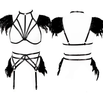 Goth Feather Epaulettes Angel Wings Body Harness Set Adjust Bondage Feather Shoulder Burningman Corset Wedding Dress Rave Wear
Goth Feather Epaulettes Angel Wings Body Harness Set Adjust Bondage Feather Shoulder Burningman Corset Wedding Dress Rave Wear