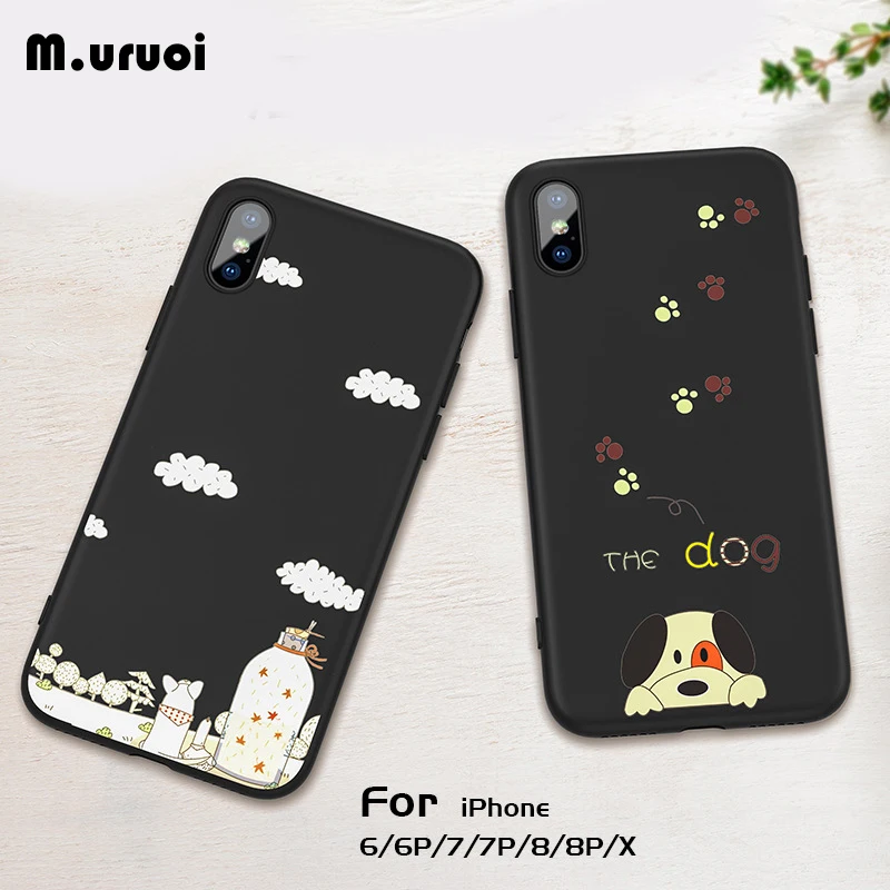Окрашенный телефонный чехол M.uruoi с милыми животными для iPhone 6 6s 7 8 Plus X XR мягкий из