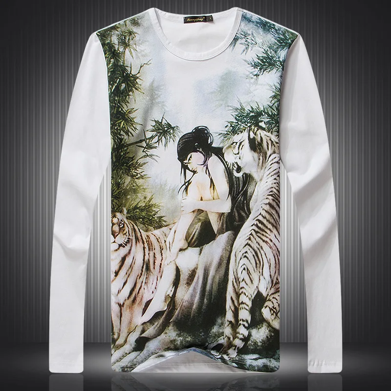 Beauty tigers pattern printing fashion boutique long sleeve t shirt Autumn 2018 New high-quality cotton luxury t shirt men M-4XL
Beauty tigers pattern printing fashion boutique long sleeve t shirt Autumn 2018 New high-quality cotton luxury t shirt men M-4XL