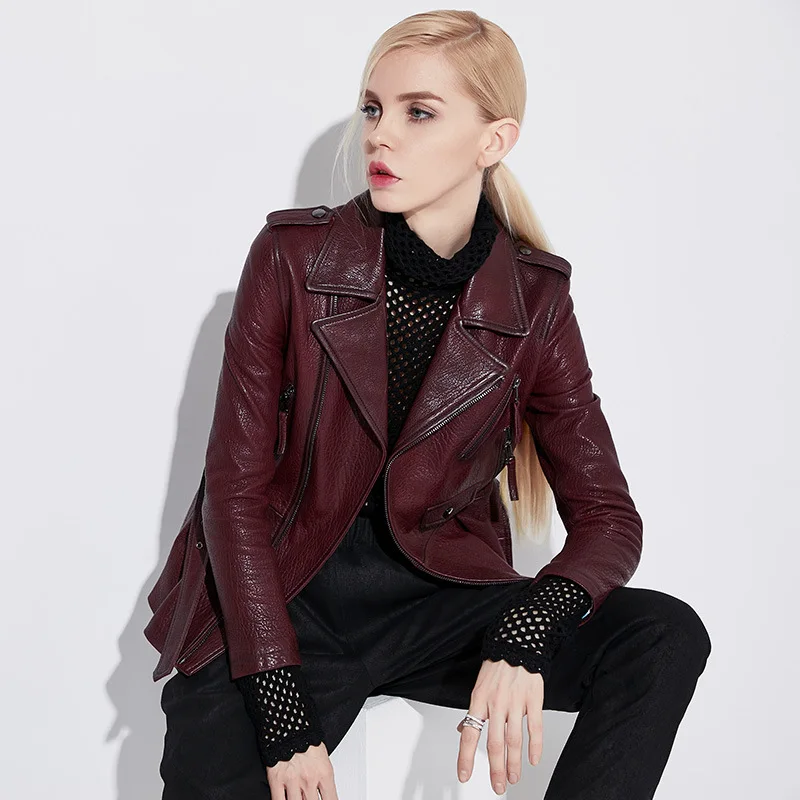 Genuine Leather Women's Jacket Black Slim Motorcycle Leather Jacket With Belt 2019 New Collection Spring Real Sheepskin Coat
Genuine Leather Women's Jacket Black Slim Motorcycle Leather Jacket With Belt 2019 New Collection Spring Real Sheepskin Coat